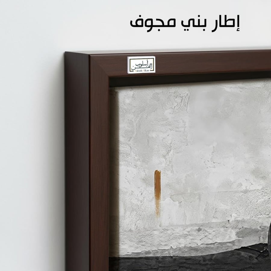 A1345 - لوحة جدارية تجريدية فاخرة بتدرجات الرمادي والأسود مع دائرة مركزية وخطوط ذهبية تمنح التصميم عمقًا وأناقة