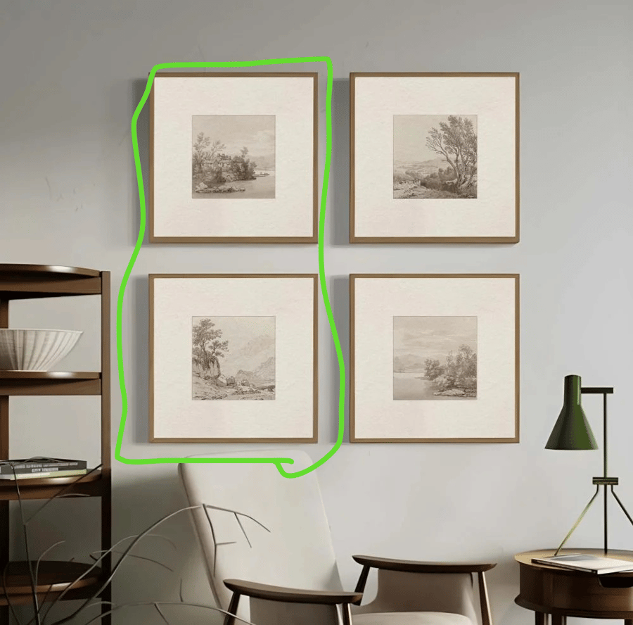 مجموعة 6للوحات كانفس 40*40  ايطار شامبين