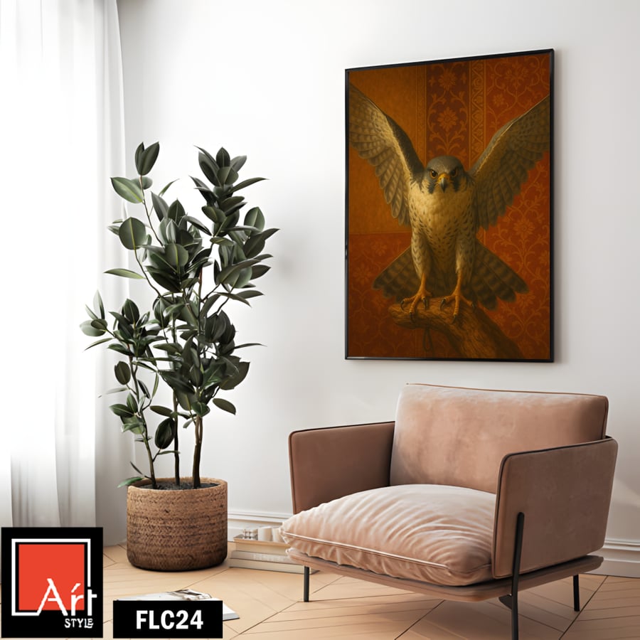 FLC24 Painting: Majestic falcon, authentic oriental art