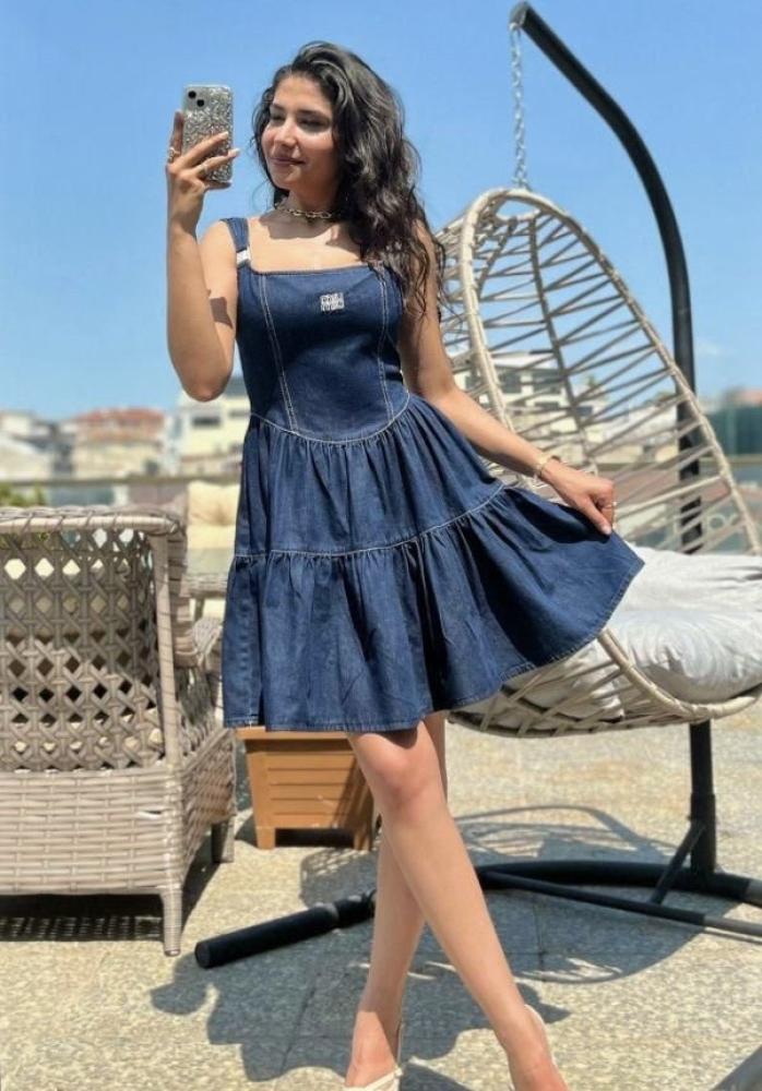 فستان دنيم قصير miu miu