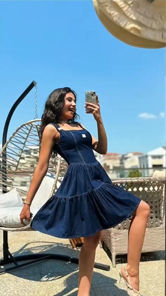 فستان دنيم قصير miu miu