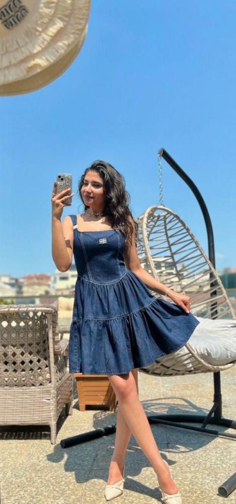 فستان دنيم قصير miu miu