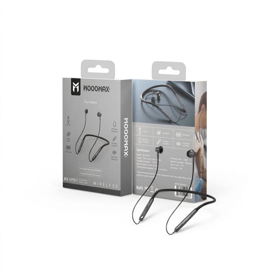 Wave Max earphone on the neck