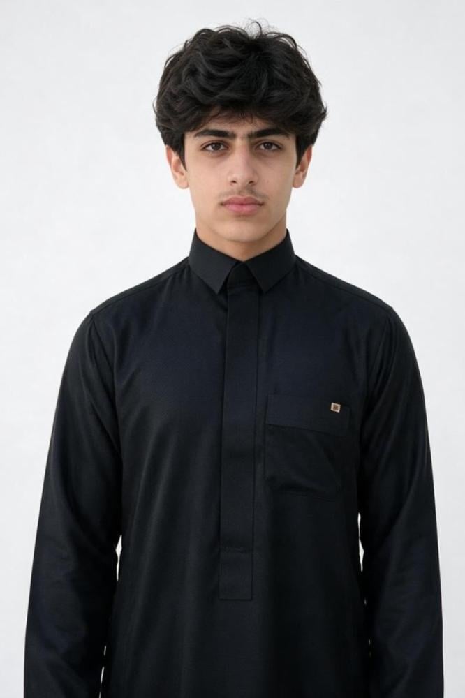 ثوب روعة الصفا خليه اسود قلاب شبابي D348