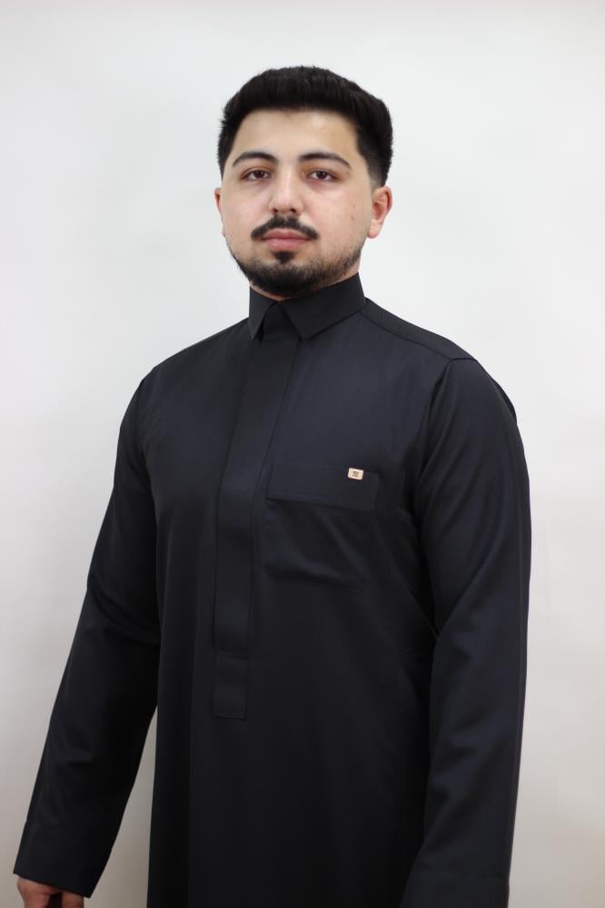 ثوب روعة الصفا خليه اسود سحاب قلاب D348