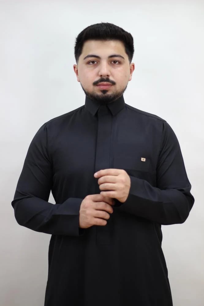 ثوب روعة الصفا خليه اسود سحاب قلاب D348