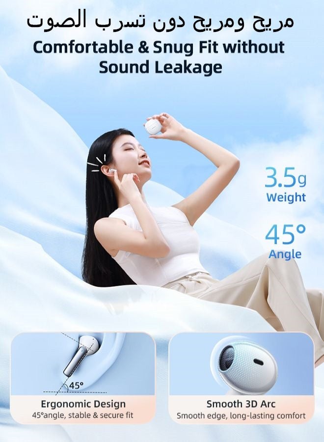 جوي روم سماعات الأذن اللاسلكية JR-T03S Plus Bluetooth 5.1 TWS Half In-Ear مع غطاء واقٍ الإصدار القياسي لون أبيض