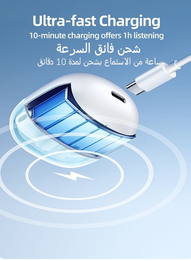 جوي روم سماعات رأس بلوتوث لاسلكية منخفضة الكمون 5.3 IPX4 مضادة للماء شبه داخل الأذن مع علبة شحن لهواتف iPhone وHuawei وSamsung وXiaomi باللون الأبيض 300 mAh