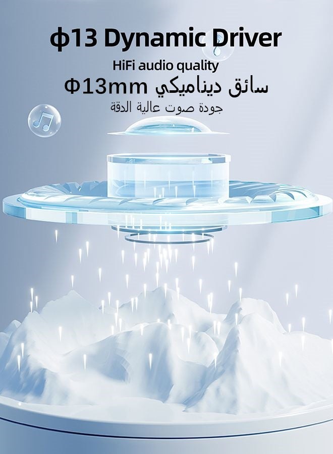 جوي روم سماعات رأس بلوتوث لاسلكية منخفضة الكمون 5.3 IPX4 مضادة للماء شبه داخل الأذن مع علبة شحن لهواتف iPhone وHuawei وSamsung وXiaomi باللون الأبيض 300 mAh