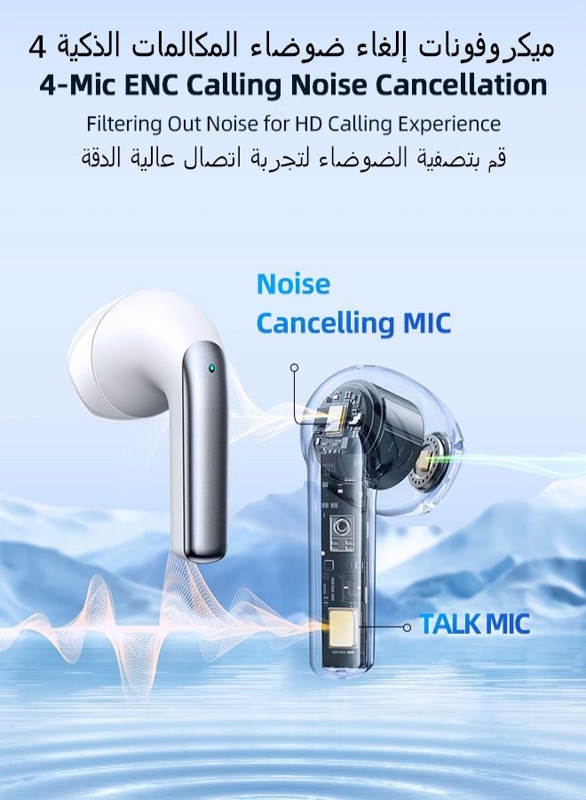 جوي روم سماعات الأذن اللاسلكية JR-T03S Plus Bluetooth 5.1 TWS Half In-Ear مع غطاء واقٍ الإصدار القياسي لون أبيض