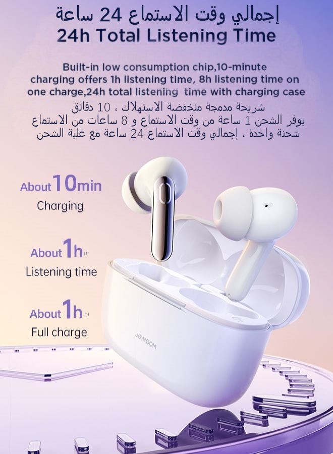 جوي روم سماعات الأذن اللاسلكية JR-T03S Plus Bluetooth 5.1 TWS Half In-Ear مع غطاء واقٍ الإصدار القياسي لون أبيض