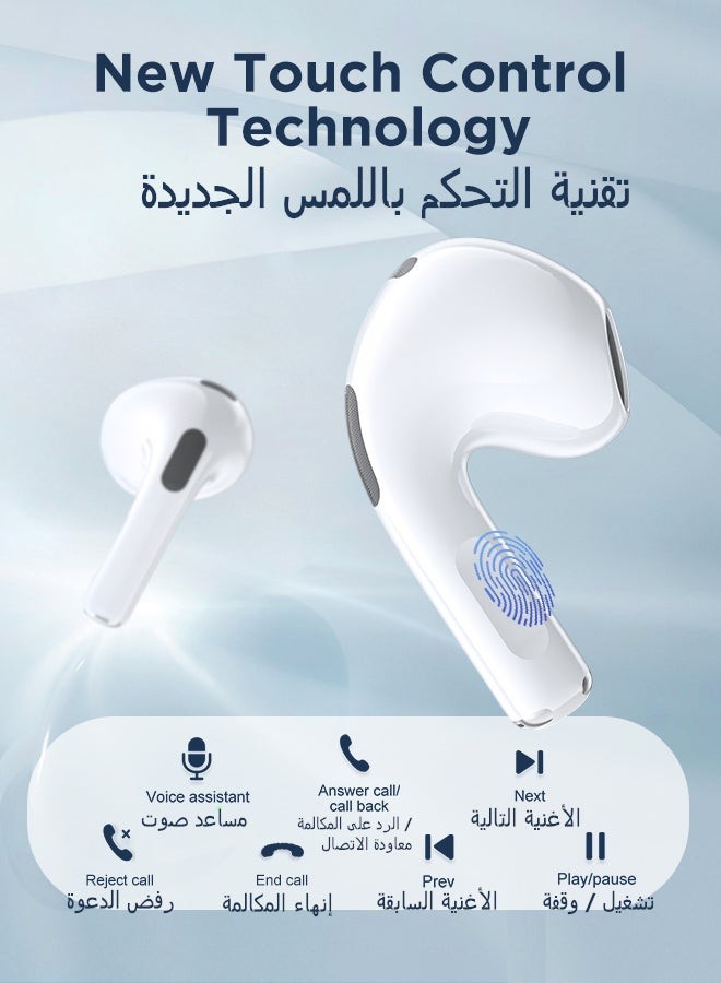 جوي روم سماعات الأذن اللاسلكية JR-T03S Plus Bluetooth 5.1 TWS Half In-Ear مع غطاء واقٍ الإصدار القياسي لون أبيض