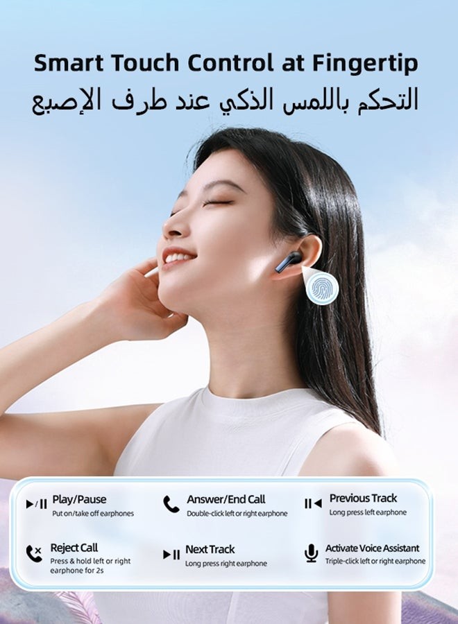 جوي روم سماعات الأذن اللاسلكية JR-T03S Plus Bluetooth 5.1 TWS Half In-Ear مع غطاء واقٍ الإصدار القياسي لون أبيض