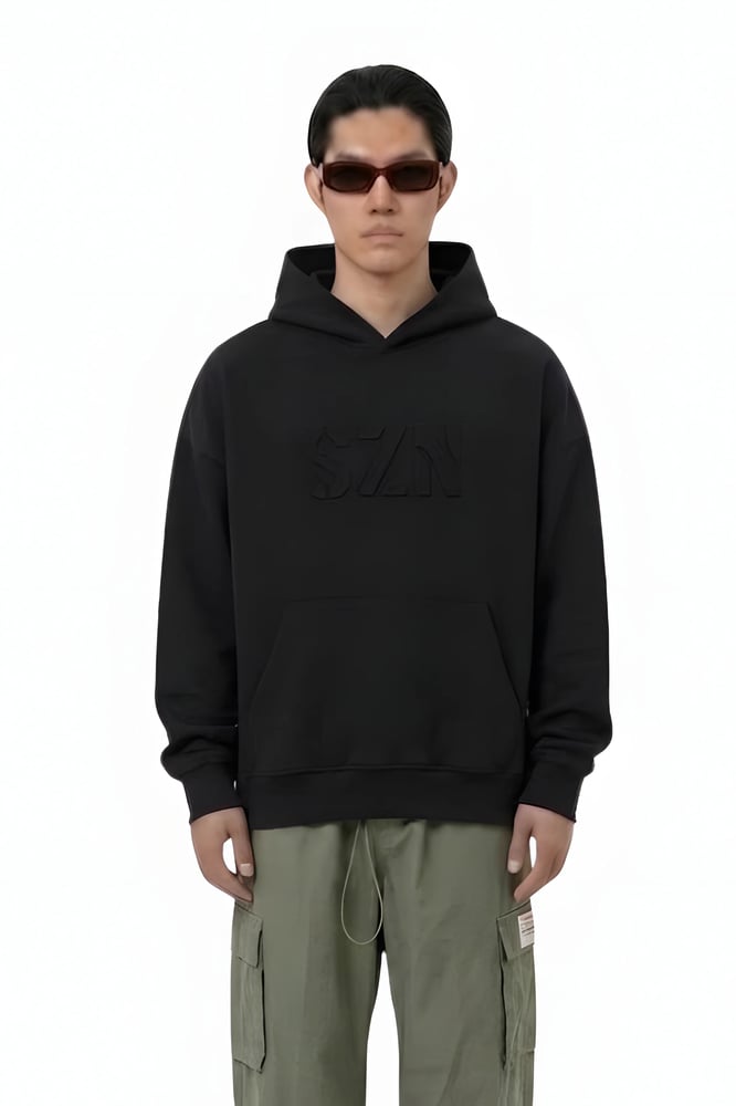 HOODIE WITH SZN LOGO - BLACK