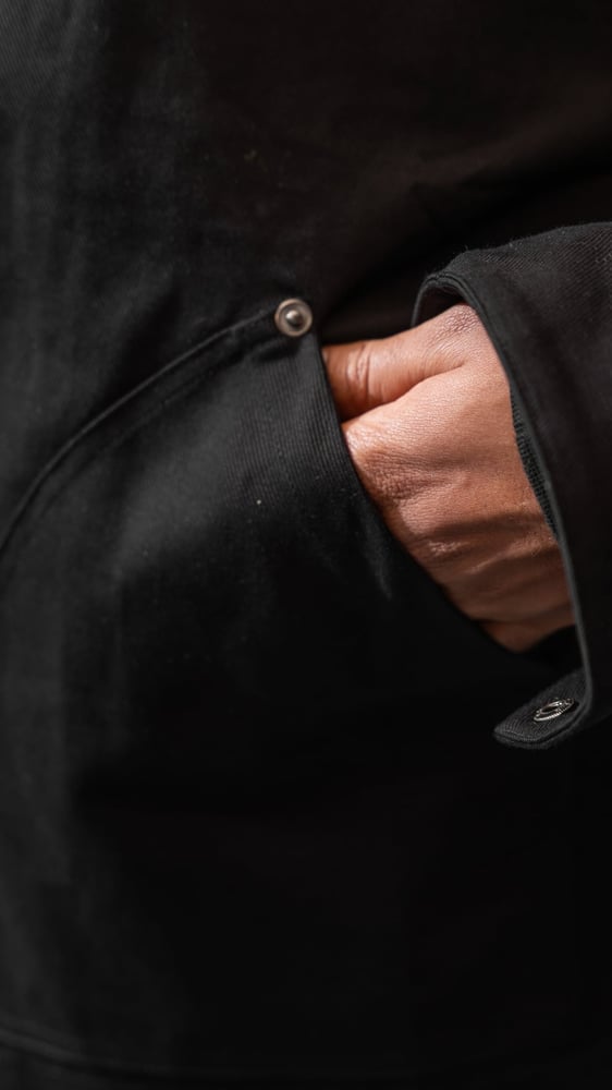 CONTRAST COLLAR WORK JACKET - BLACK