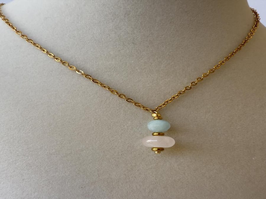 Rose Quartz and Aquamarine necklace