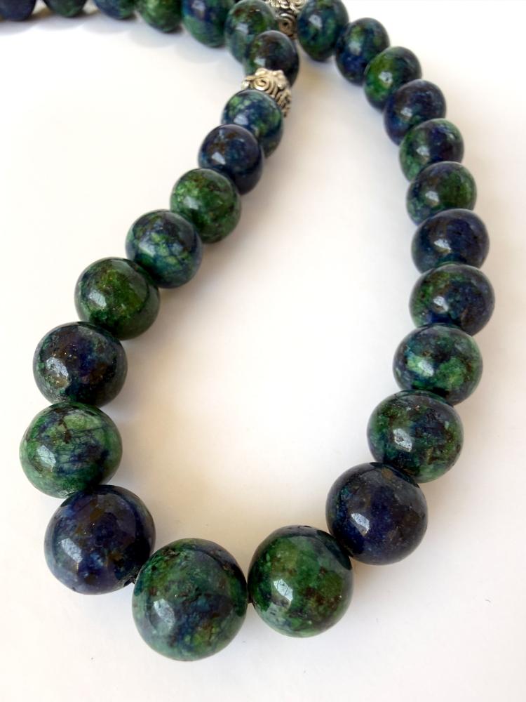 A tasbih made of azurite stone with silver