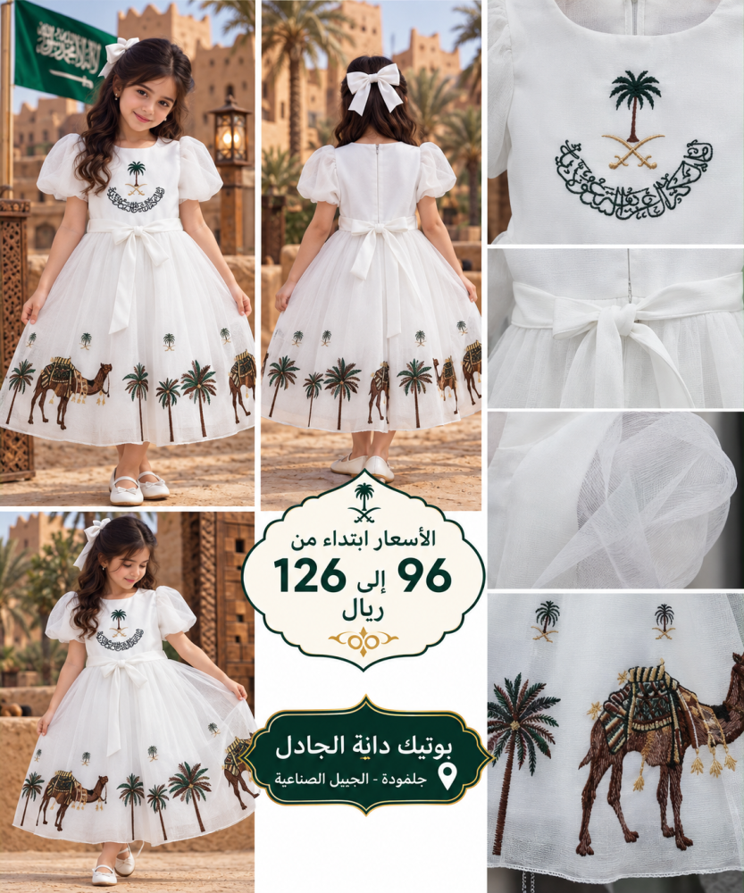 فستان وطني ابيض نخل