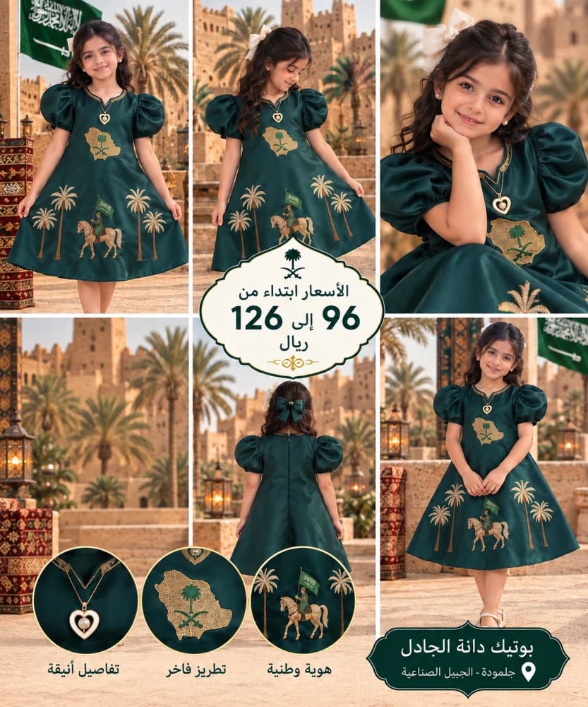 فستان وطني اخضر نخل