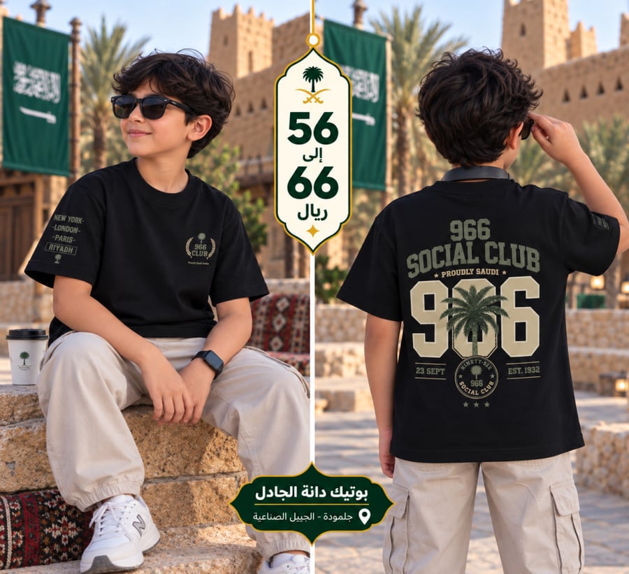 تيشرت اطفال 966 social club اسود