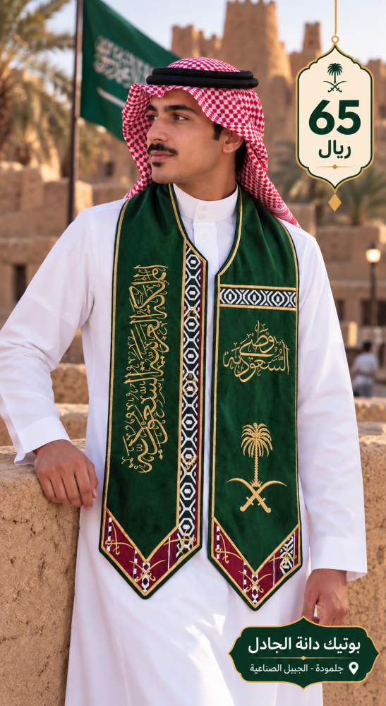 وشاح اليوم الوطني شامواه باللون الاخضر