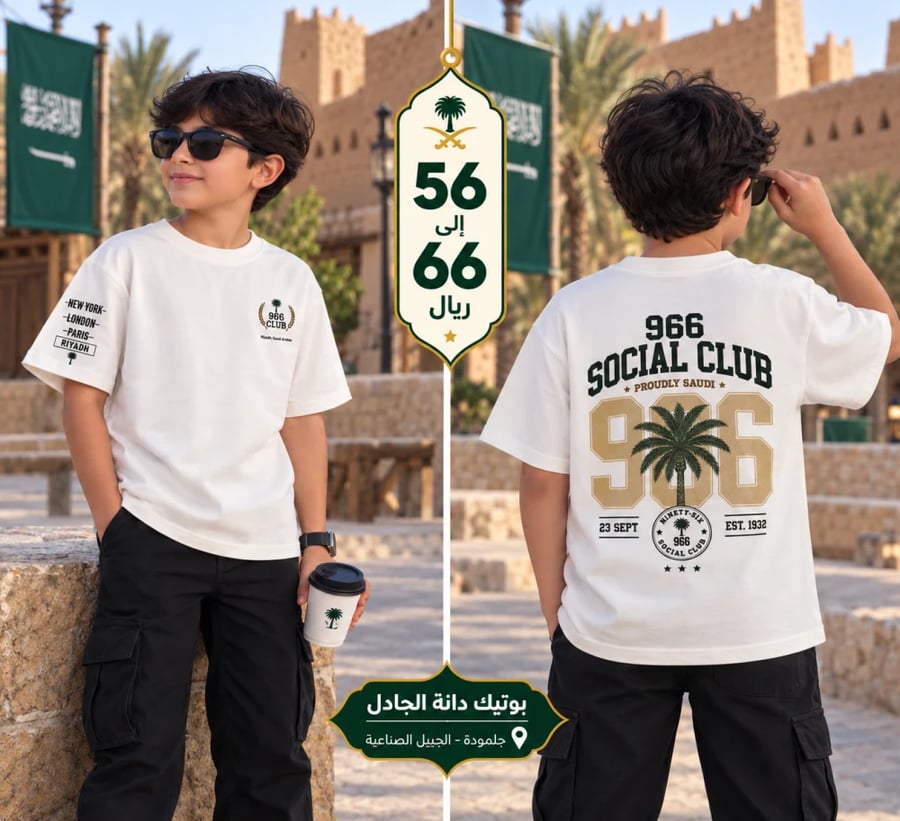 تيشرت اطفال 966 social club ابيض