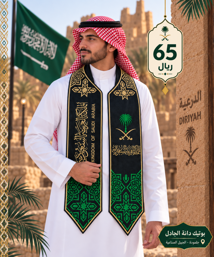 وشاح اليوم الوطني شامواه باللون الاسود