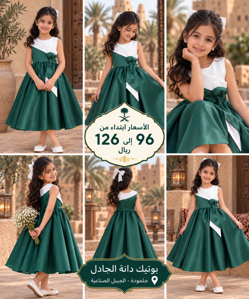 فستان ابيض اخضر