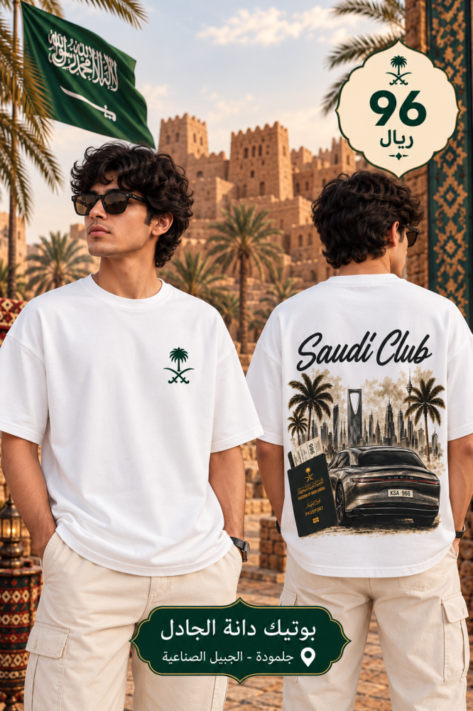 تيشرت كبار اوفر ساير -saudi club- باللون الابيض