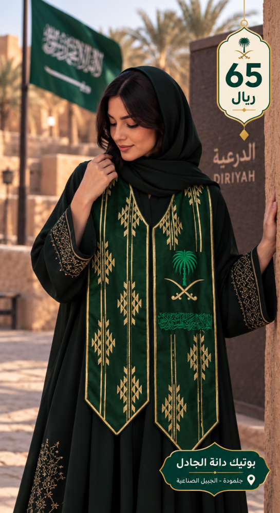 وشاح اليوم الوطني شامواه باللون الاخضر