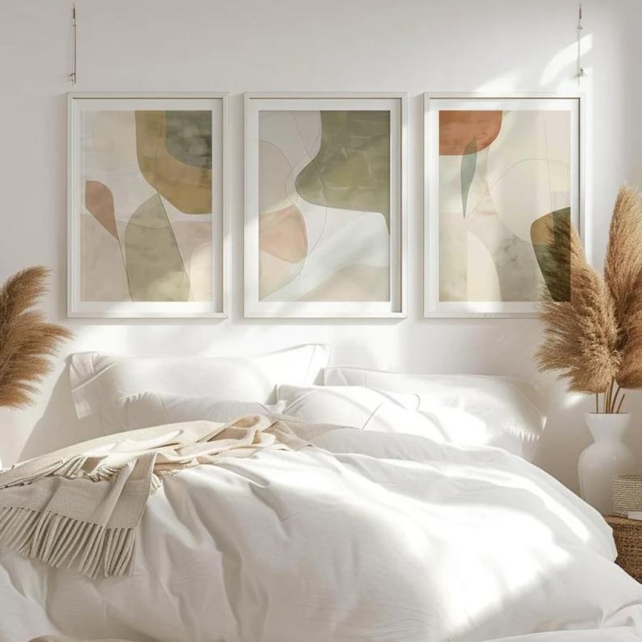 Three wall fabric panels Italian "printing"