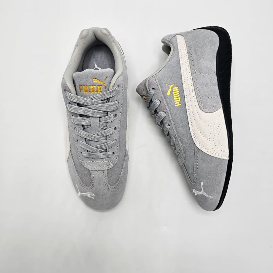 شوز كاجوال مستوحى من ستايل PUMA رمادي وأبيض