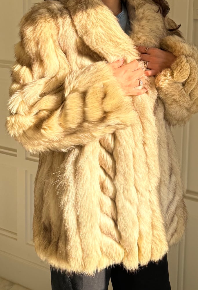 FOX white quilted fur jacket