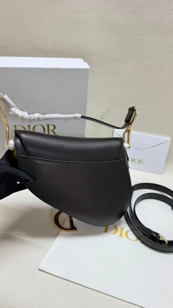 Dior Saddle Bag Black Grained Calfskin