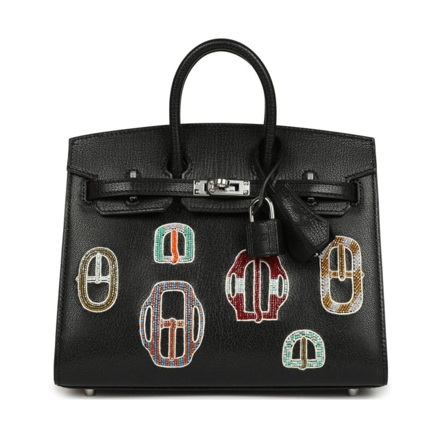 Hermes Birkin 20 Black with Mosaic Beaded Motifs