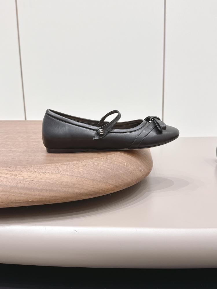 Dior Bow Ballerina Flat Black Leather