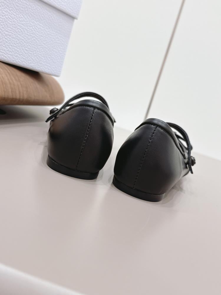 Dior Bow Ballerina Flat Black Leather