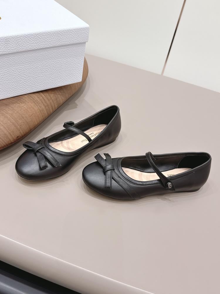 Dior Bow Ballerina Flat Black Leather