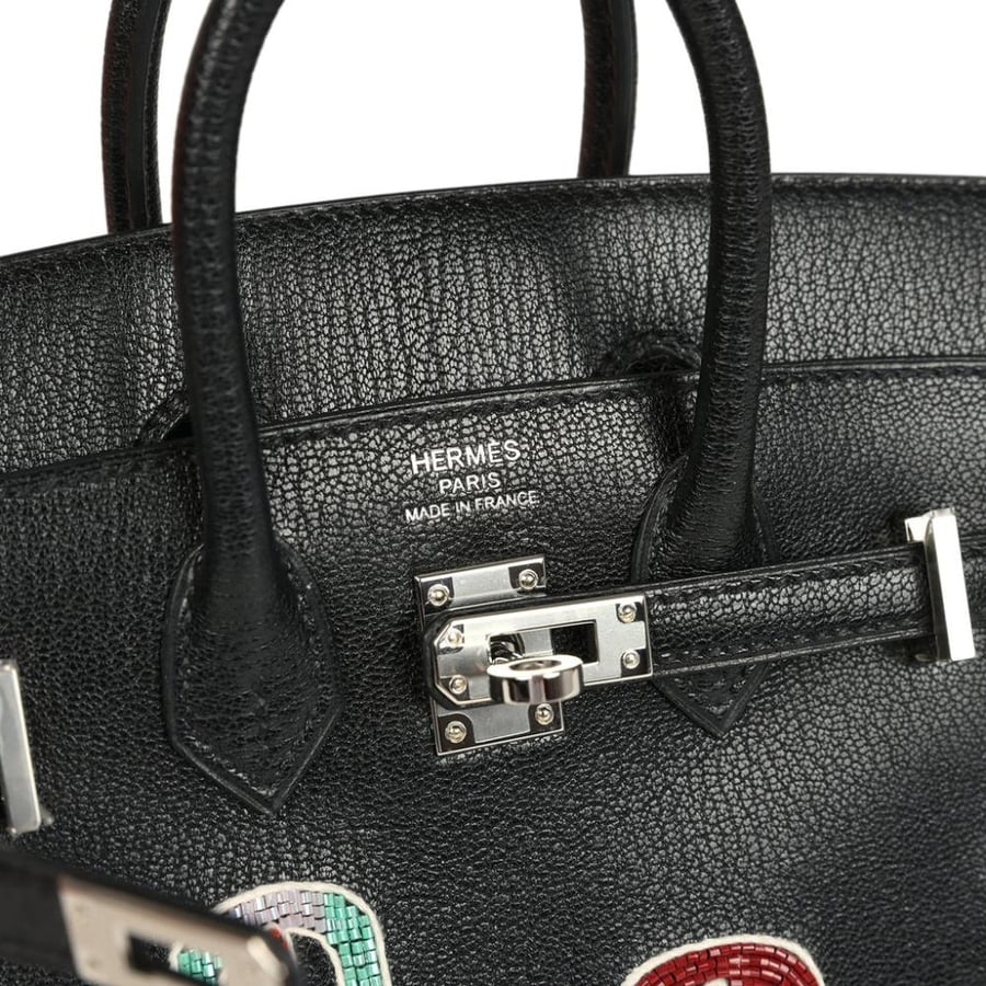 Hermes Birkin 20 Black with Mosaic Beaded Motifs