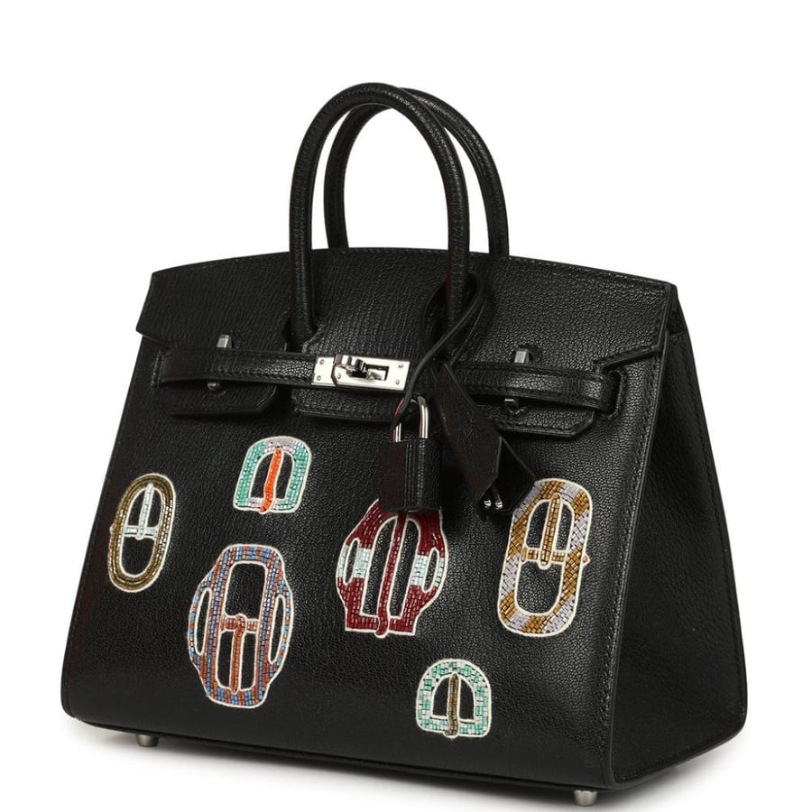 Hermes Birkin 20 Black with Mosaic Beaded Motifs