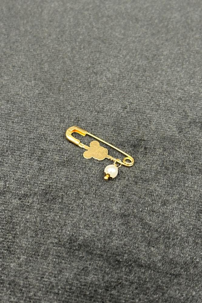 Plain Gold Kids Brooch with White Mother of Pearl 21K Weight 0.75 Grams (No Stones)