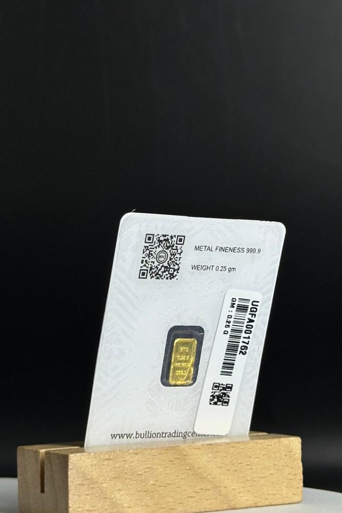 سبيكة ذهب 0.25 جرام عيار 24 بي تي سي  مناسبه للادخار
