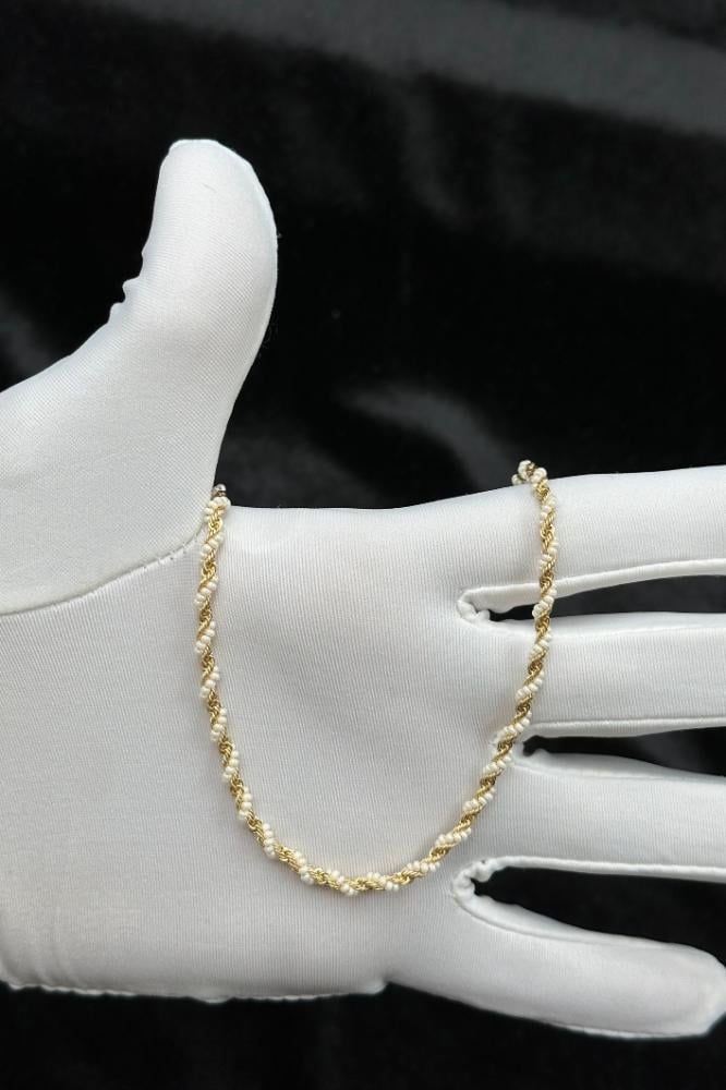 Braided Pearl Necklace with 18K Gold – 2 Grams