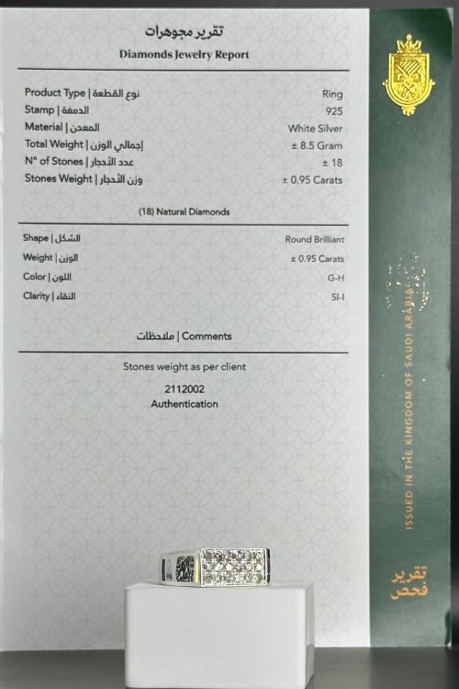 Silver diamond ring 925 Weight 8.5 g