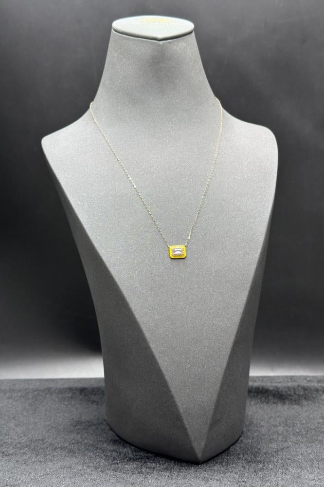 Dark Light Yellow Gold Rectangular Necklace