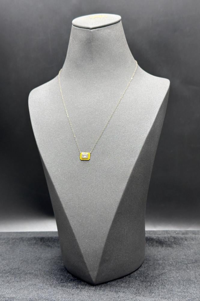 Dark Light Yellow Gold Rectangular Necklace