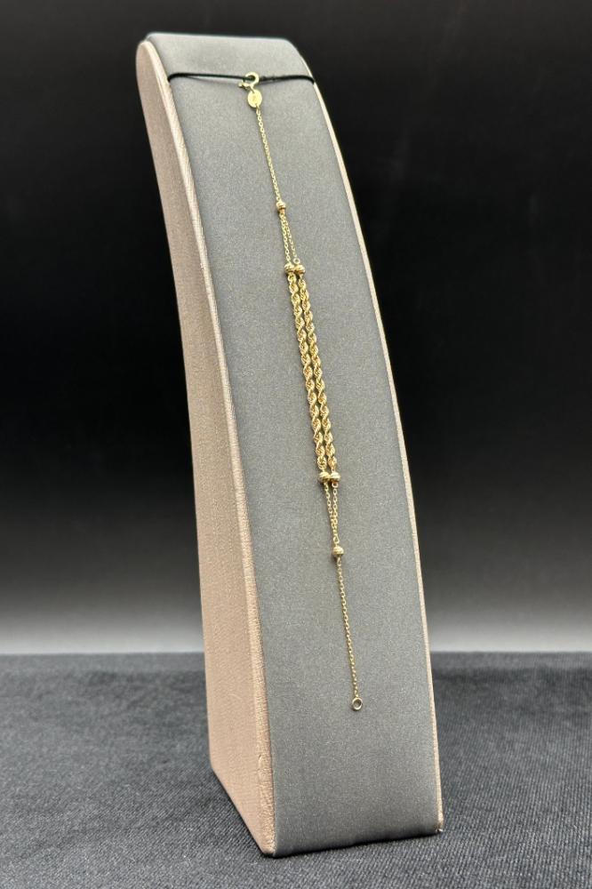 Two-Row Braided Pure Gold Bracelet – 18K – Weight from 1.3 to 1.4 g