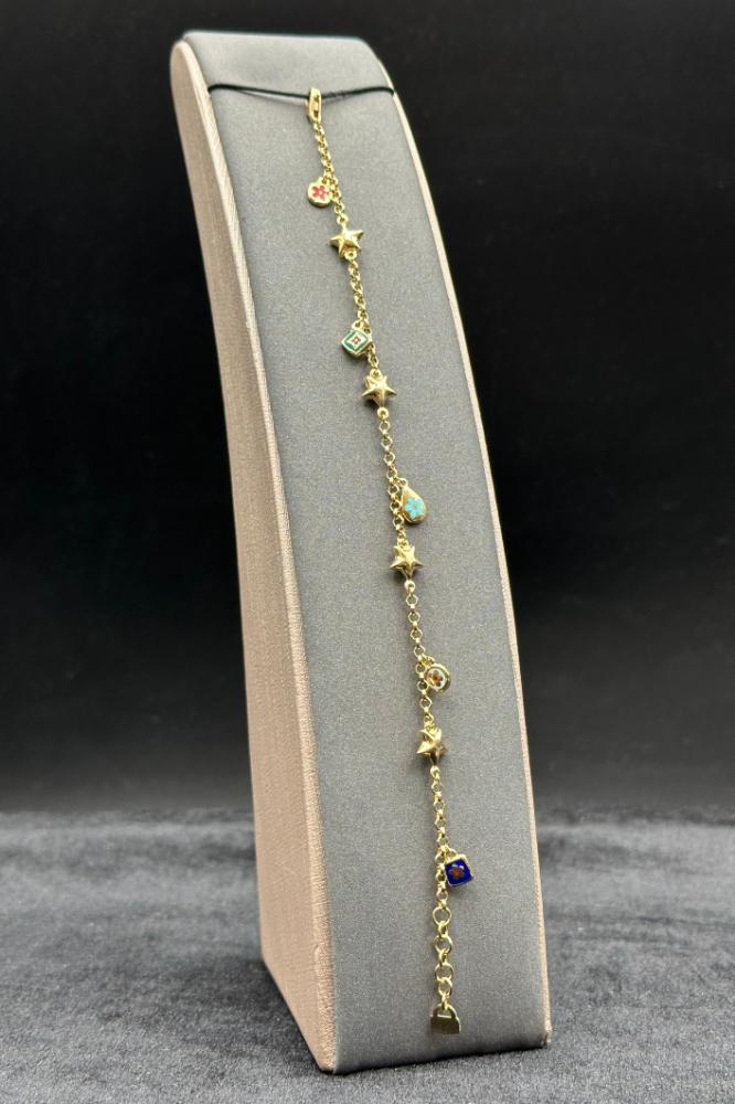 Italian Colored Gold Roses Bracelet, 18K, Weight 6.2 g