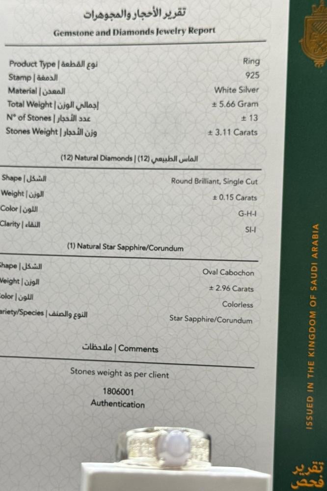 خاتم الماس رجالي عيار 925
