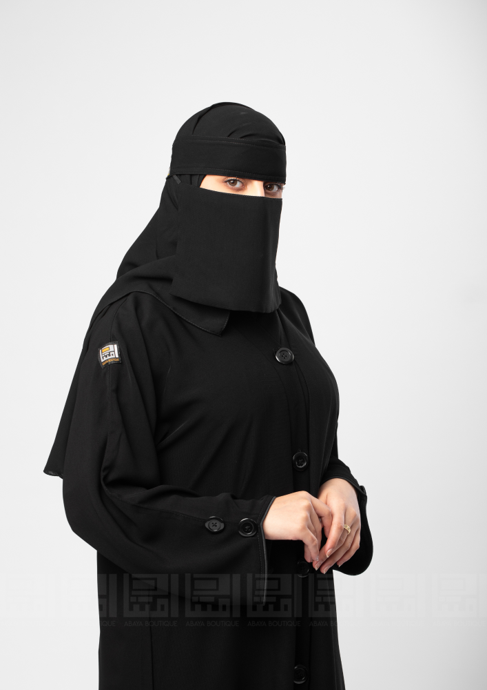 عباية سوداء واسعة بالأزارير - 1362